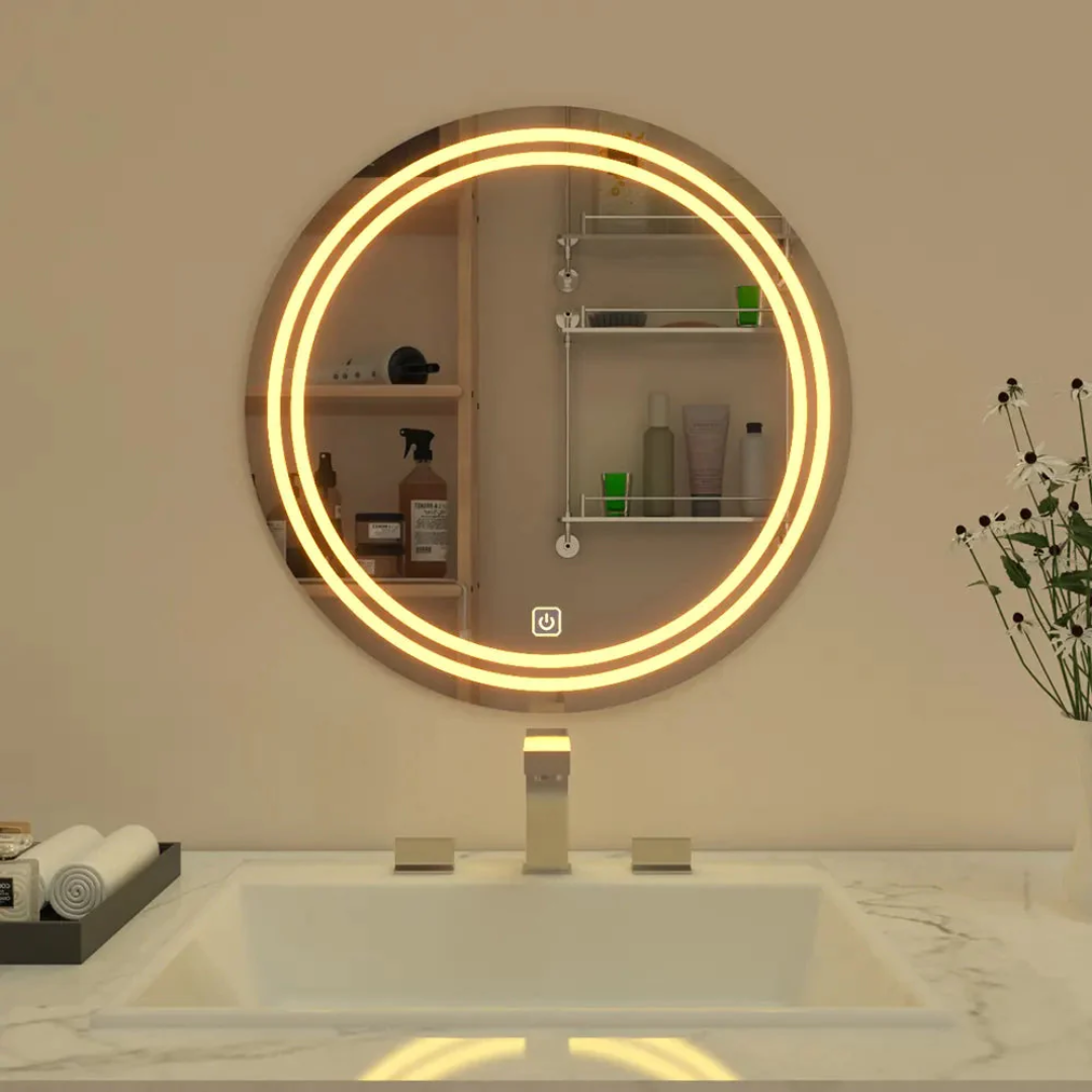 Modern Designed LED Round Smart Touch Bathroom Mirror