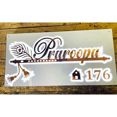 Acrylic LED House Name Plate – Rose Gold Letters – Waterproof
