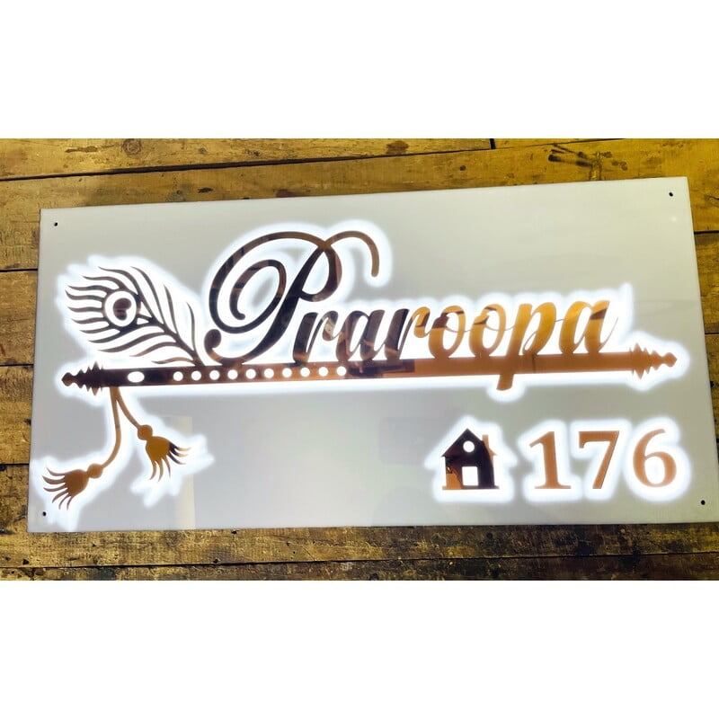 Acrylic LED House Name Plate – Rose Gold Letters – Waterproof Acrylic LED House Name Plate – Rose Gold Letters – Waterproof