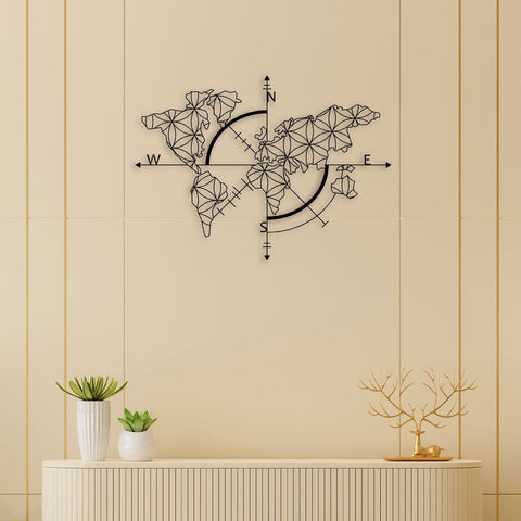 World Map with Direction Prime Wood Wall Art - My Interior Factory