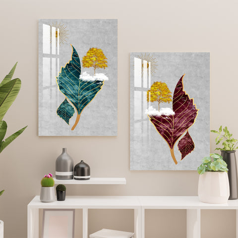 Vibrant Leaves Colorful Acrylic Wall Art - Add Life to Your Walls | My Interior Factory