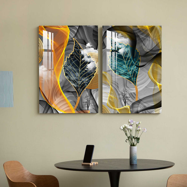 Abstract Leaves (Set of 2) - Colorful Acrylic Wall Art | My Interior Factory