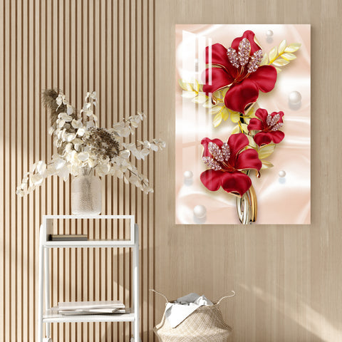 Red Flower Bouquet Colorful Acrylic Wall Art | My Interior Factory
