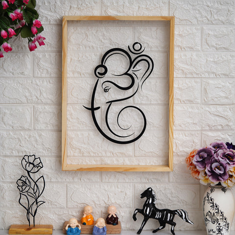 Lord Ganesh Prime Wood Frame Wall Art - My Interior Factory