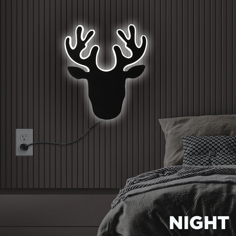 3D Deer Mural Wall Lamp & Wall Light - Prime Wood Wall Art | My Interior Factory