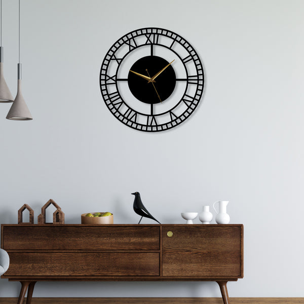 Elegant Simple Roman Metal Wall Clock - Prime Wood Wall Art | My Interior Factory