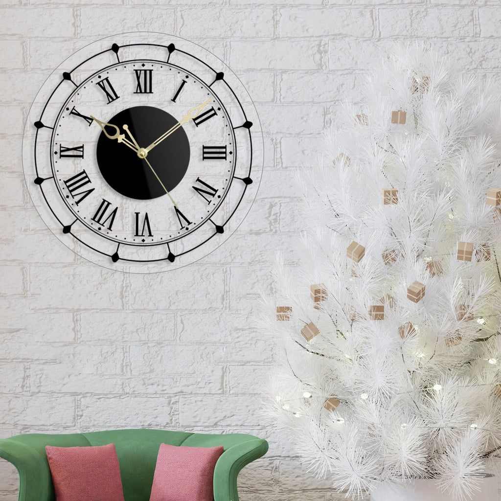 Acrylic Elegant Roman Clock - Prime Wood Wall Clock Wall Art | My Interior Factory