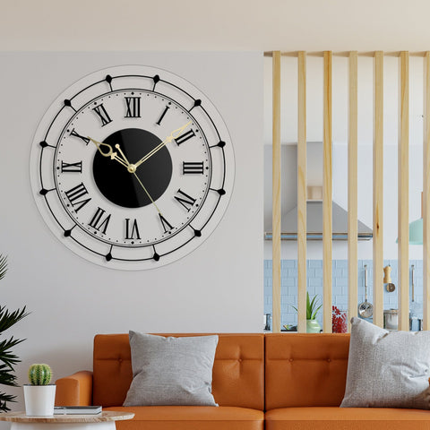 Acrylic Elegant Roman Clock - Prime Wood Wall Clock Wall Art | My Interior Factory