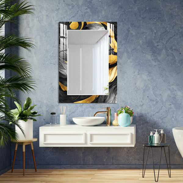 Matte Black with Golden Dash Acrylic Wall Mirror - My Interior Factory