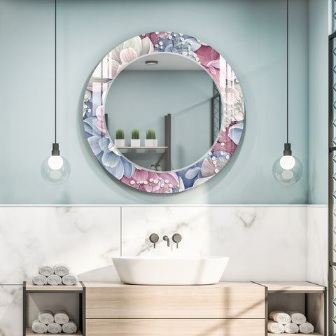 White & Pink Floral Acrylic Wall Mirror - Stunning Wall Art for Your Home | My Interior Factory