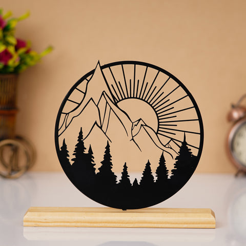 Mountain Prime Wood Sculpture - Unique Wire Art for Office Table, Bedside Table & Show Piece | My Interior Factory