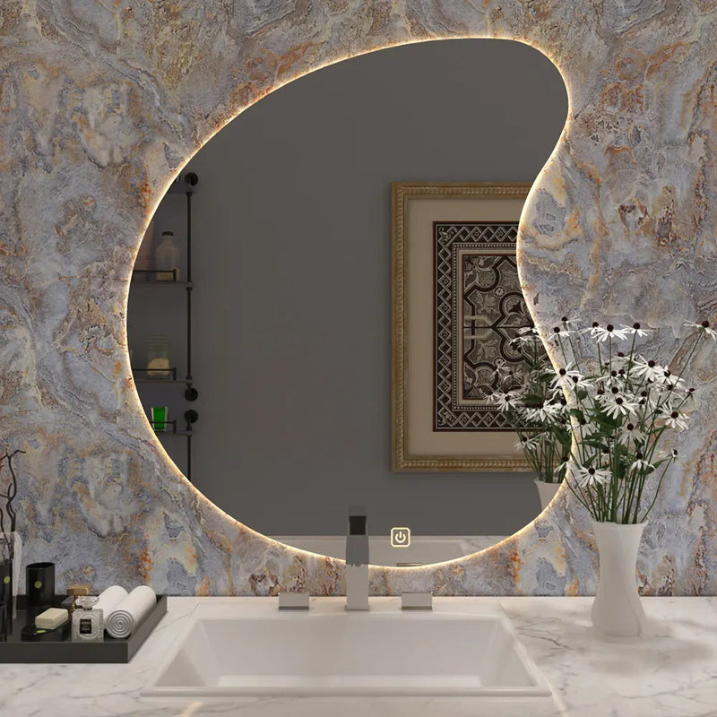 Designer Organic Shaped LED Bathroom Mirror | Smart Touch Wall Mirror | My Interior Factory