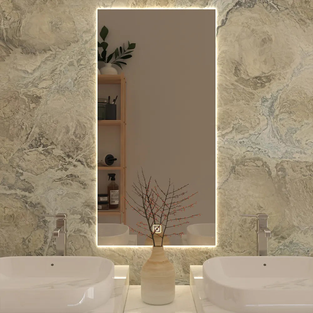 Chic & Minimalist Rectangular LED Bathroom Mirror | My Interior Factory