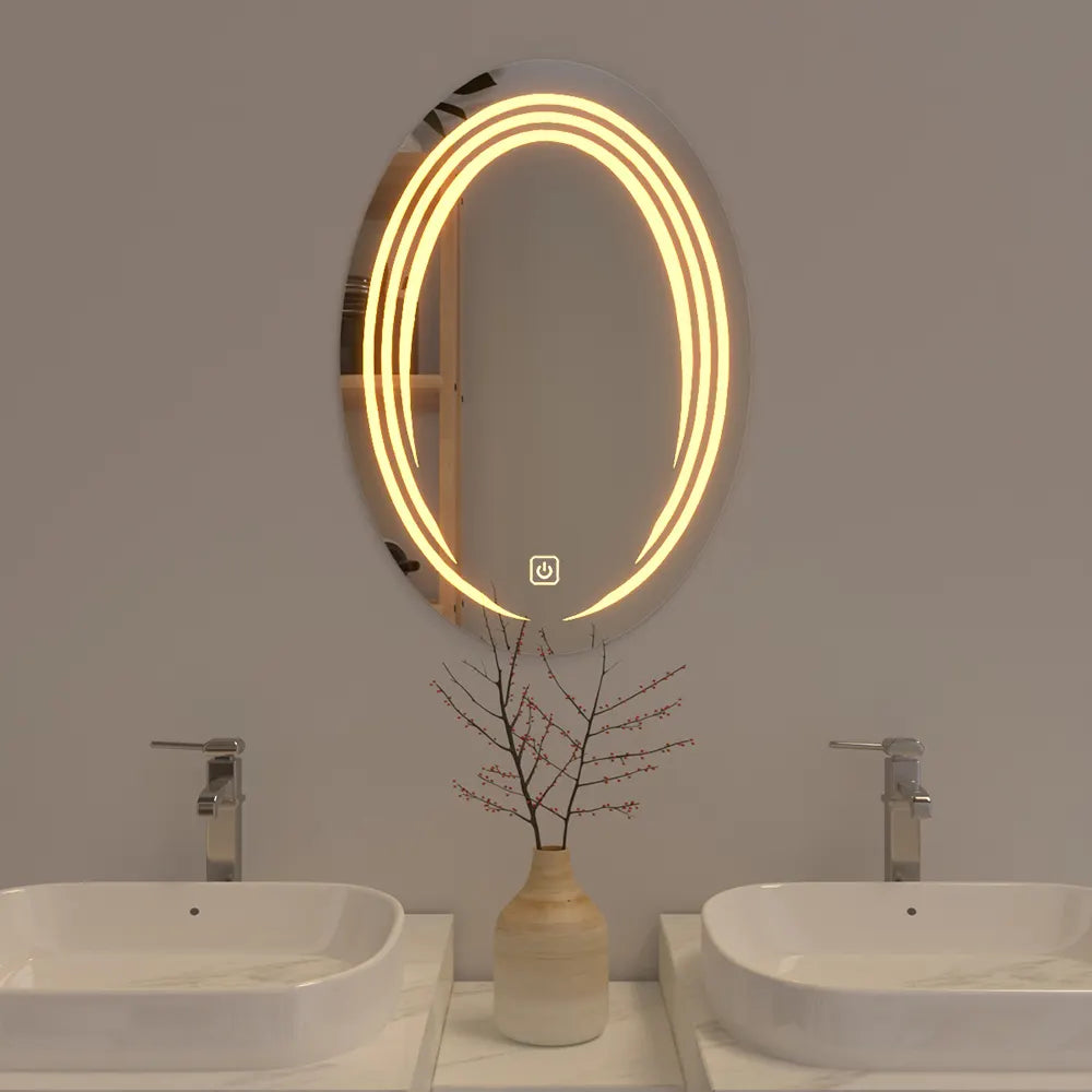 Modern Designed LED Oval Smart Touch Bathroom Wall Mirror | My Interior Factory