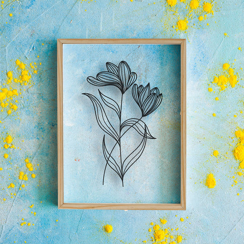 "Flowers with Leaf" Prime Wood Frame Wall Art | My Interior Factory
