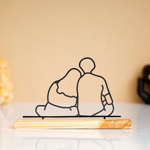 Lovely Couple Prime Wood Sculpture Wire Art | My Interior Factory