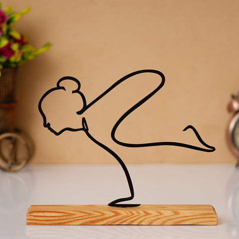 Workout Pose Prime Wood Sculpture - Exquisite Wire Art for Home & Office Decor | My Interior Factory