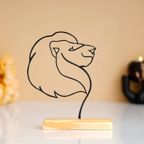 Lion Face Prime Wood Sculpture - Exquisite Wire Art for Office & Home Decor | My Interior Factory
