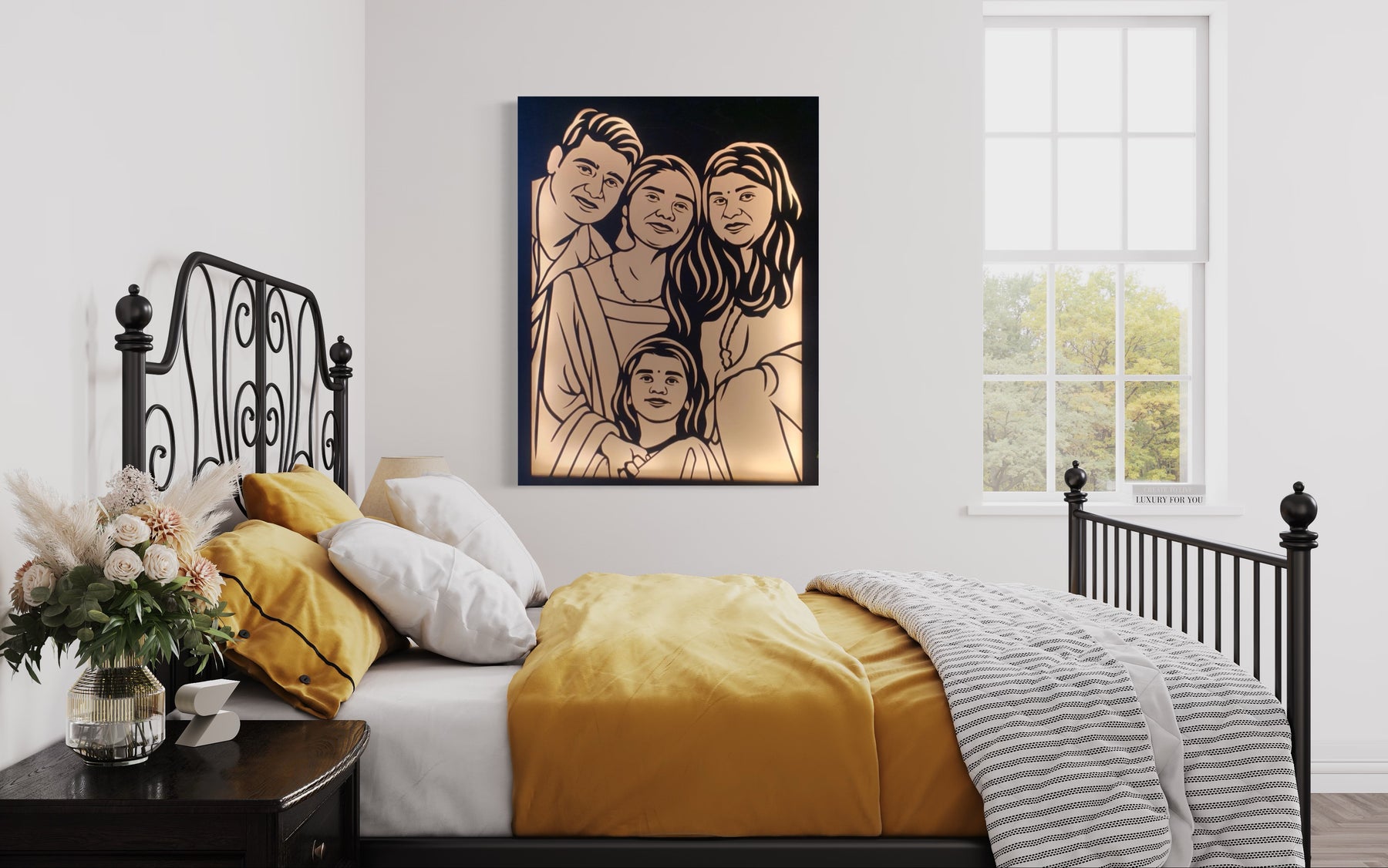 Customized Prime Wood Photo Frame With Light | Wall Art