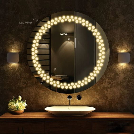 Rounded LED Mirror with Sensor Lights