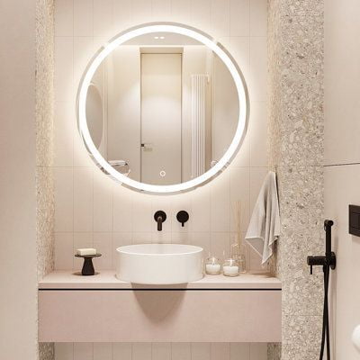 Rounded LED Mirror with Sensor - Smart Touch Wall Mirror for Home Decor