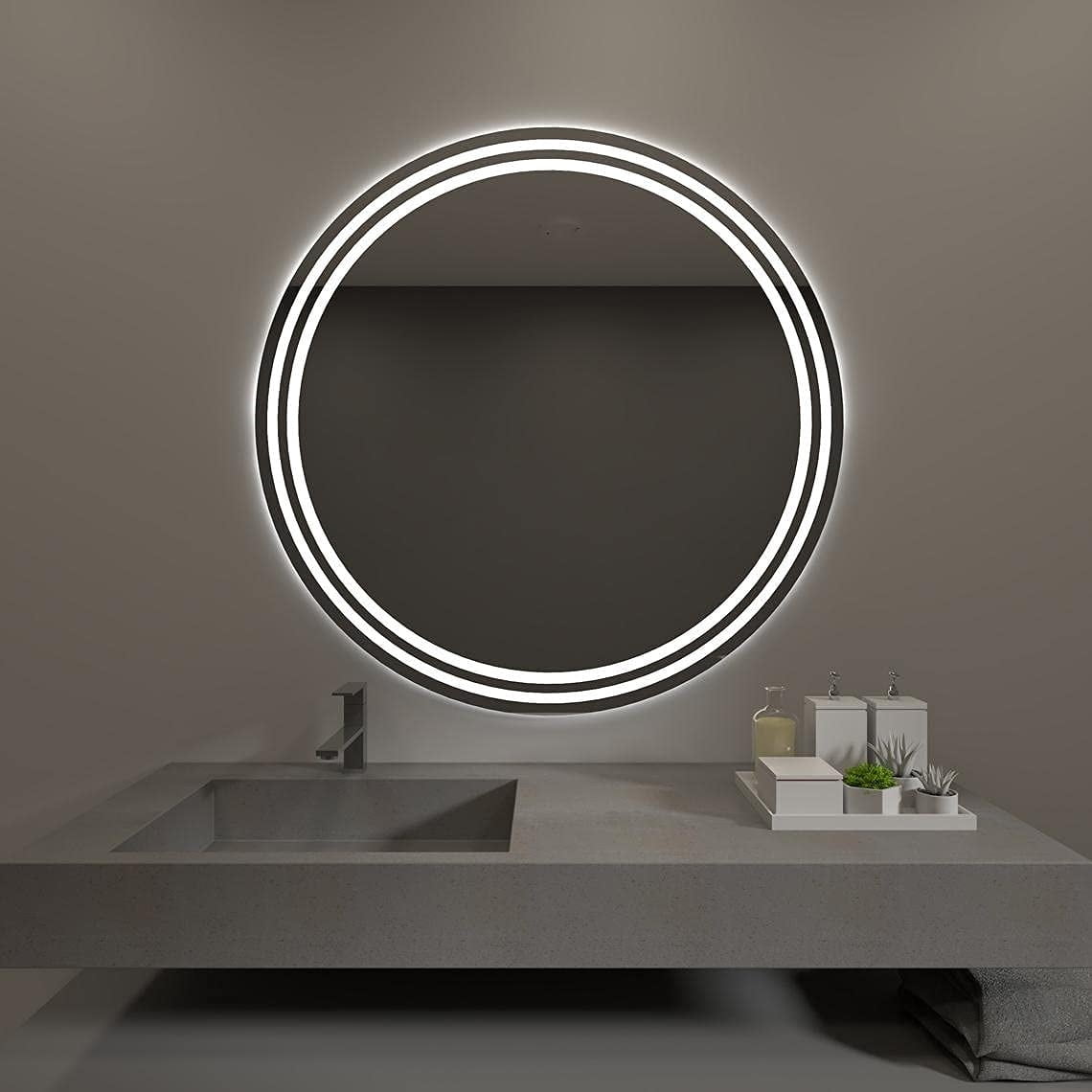 Rounded Smart LED Mirror with Sensor Lights -Sehrawat Brothers- My Interior Factory
