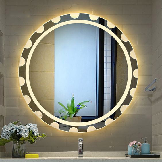 Rounded LED Touch Sensor Mirror for Washroom - 15" Smart Touch Wall Mirror