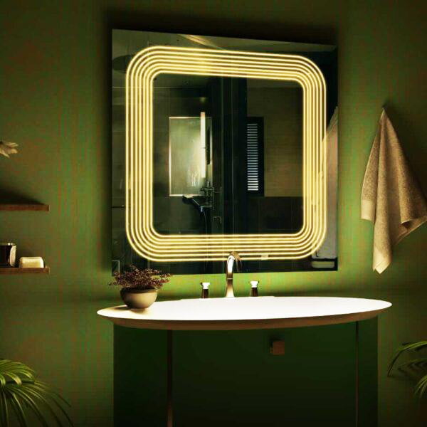 Square LED Touch Sensor Mirror For Washroom -03