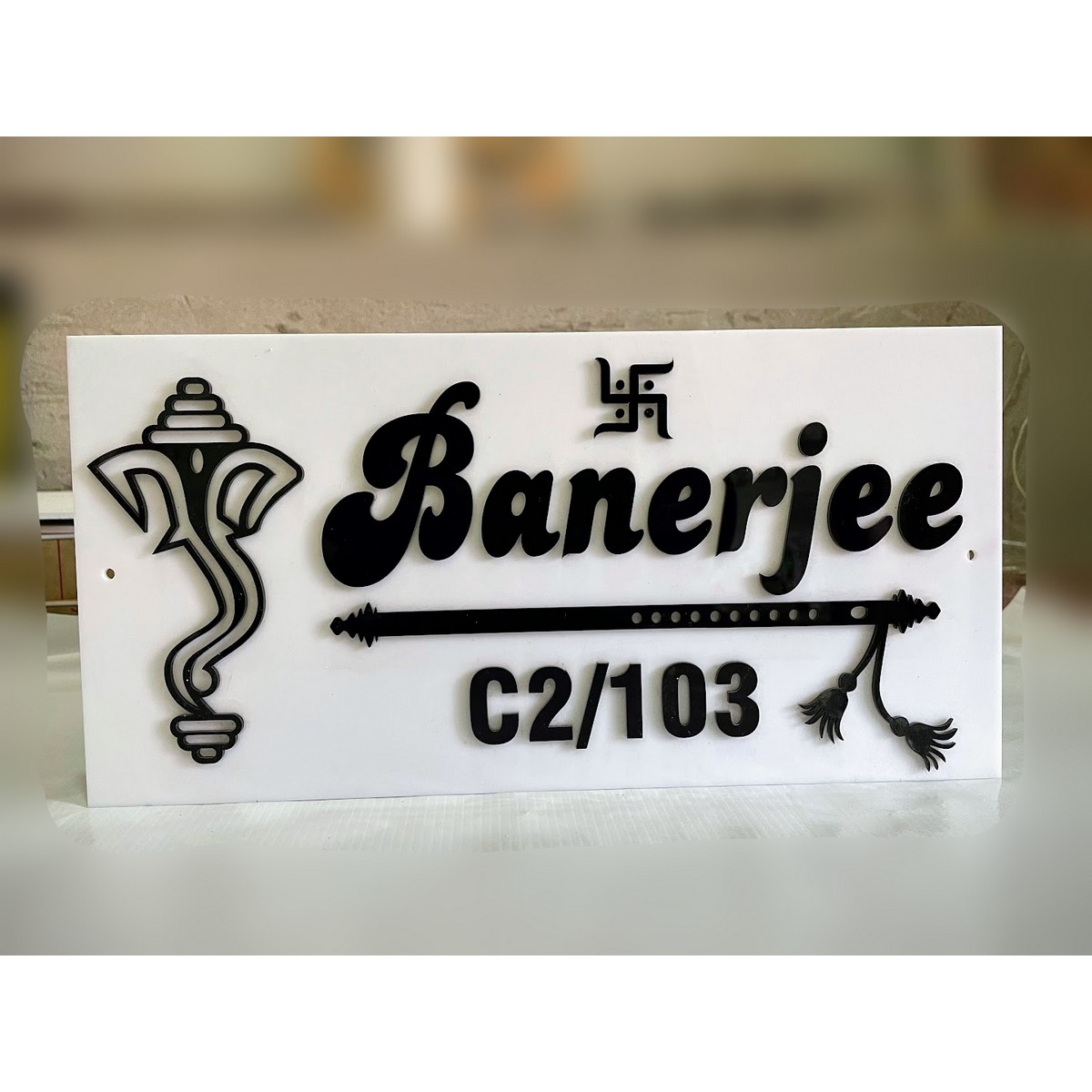 Banerjee Acrylic Home Name Plate - Personalized & Elegant Home Decor by My Interior Factory