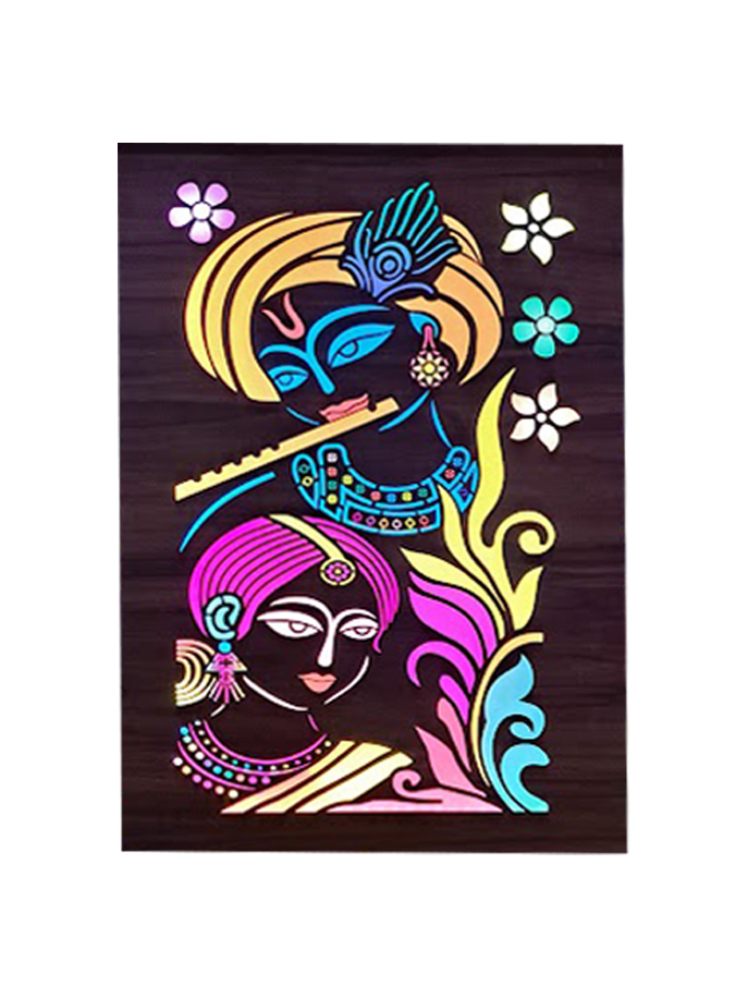 "RADHE KRISHAN" Prime Wood LED Frame - Exquisite Home Decor by Sehrawat Brothers