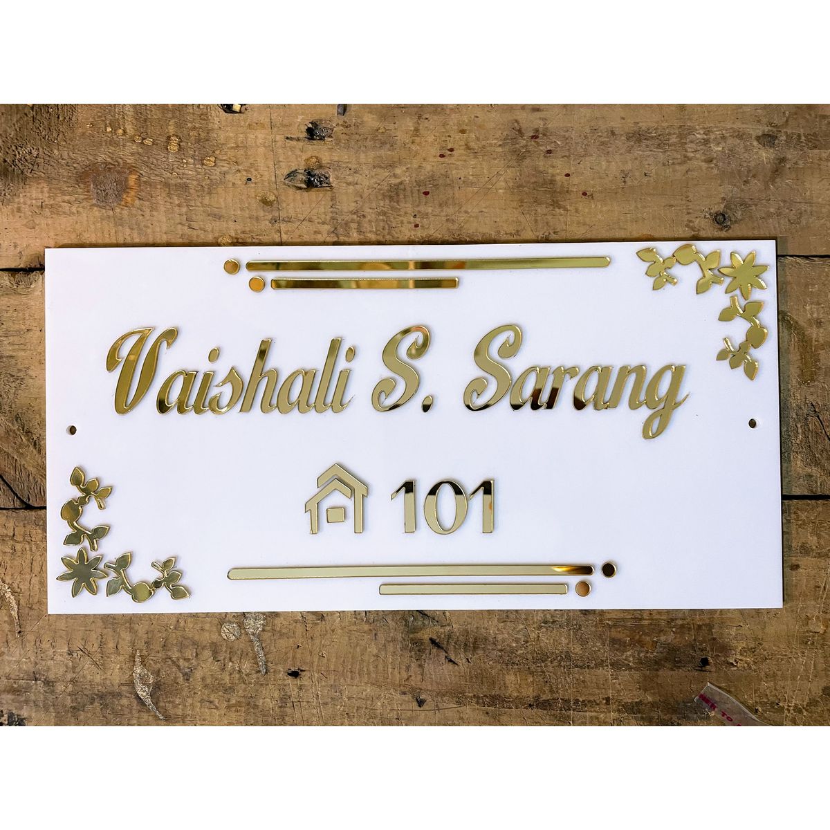 Golden Acrylic Name Plate – Waterproof | Sehrawat Brothers
