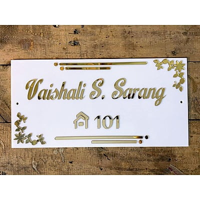 Elegant Golden Acrylic Name Plate – Waterproof