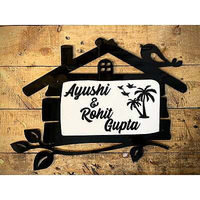 Hut Shape Designer Acrylic Home Nameplate