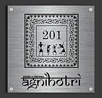 "Warli Art" Stainless Steel Nameplate with Traditional Indian Folk Art | My Interior Factory