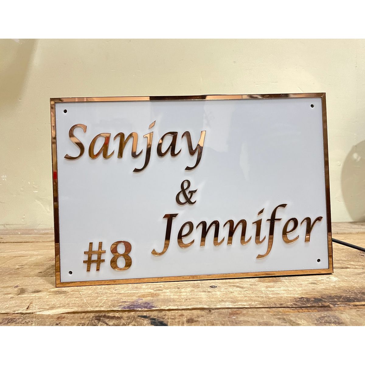Rose Gold Acrylic LED Name Plate - Personalized Home Decor | My Interior Factory