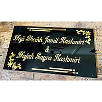 Designer Black Acrylic Nameplate With Golden Acrylic Solid Letter Designer Black Acrylic Nameplate With Golden Acrylic Solid Letter