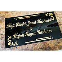 Designer Black Acrylic Nameplate With Golden Acrylic Solid Letter Designer Black Acrylic Nameplate With Golden Acrylic Solid Letter
