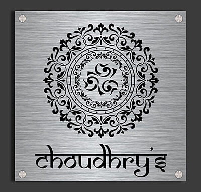 "Floral Chakra" Engraved Steel Nameplate with Custom Design | My Interior Factory